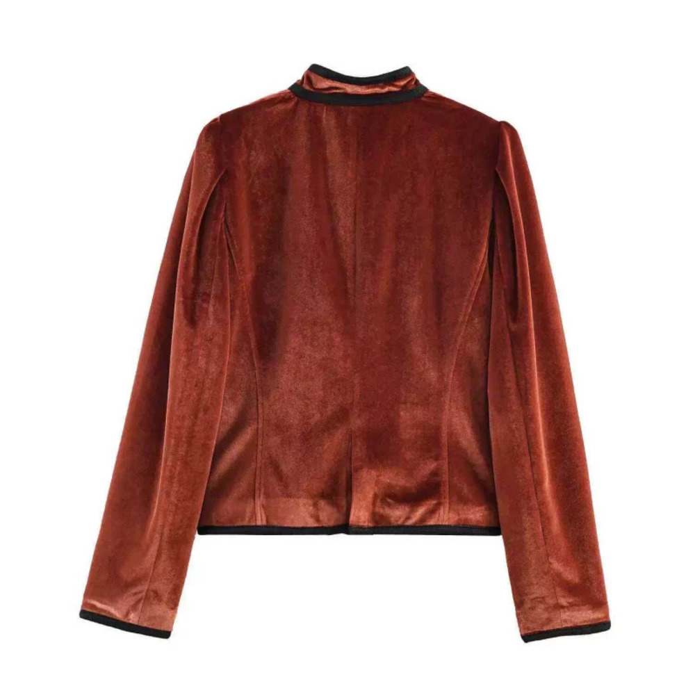 ZARA Fall Vintage New Chinese Style Velvet Mandarin Collar Jacket